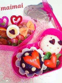 水玉ハート♡おにぎり*キャラ弁-レシピのメイン写真