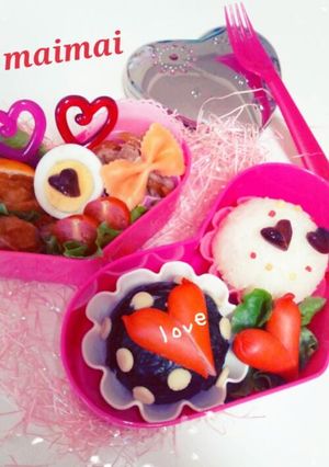水玉ハート♡おにぎり*キャラ弁-レシピのメイン写真