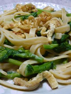 菜の花と油揚げのからしみそパスタ-レシピのメイン写真