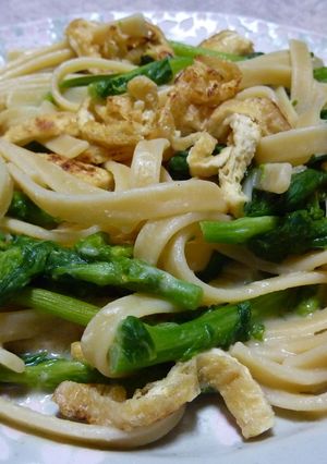 菜の花と油揚げのからしみそパスタ-レシピのメイン写真
