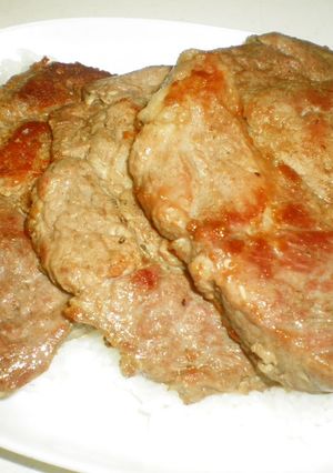簡単　豚肉ステーキ　チャーハン-レシピのメイン写真