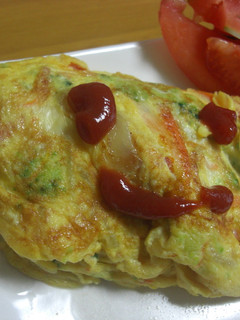 卵1個で♪野菜たっぷりオムレツ-レシピのメイン写真