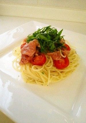 生ハムとプチトマトの冷製パスタ-レシピのメイン写真