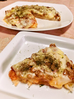 休日のお昼に☆キムチと納豆のご飯deピザ-レシピのメイン写真