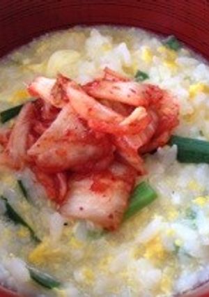 一人ランチにも、簡単ニラタマ雑炊-レシピのメイン写真