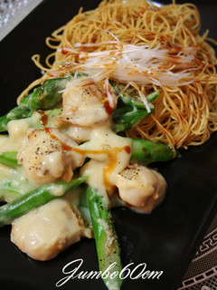香港麺☆豆乳+帆立+アスパラをトッピング-レシピのメイン写真