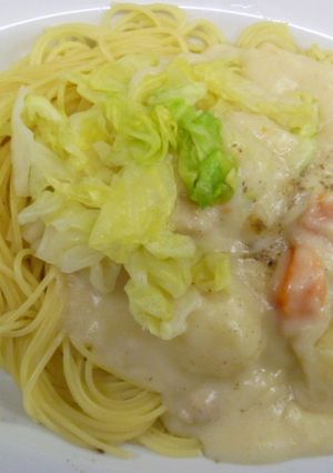 超簡単春キャベツのクリームシチューパスタ-レシピのメイン写真