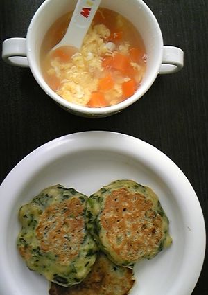 離乳食 ほうれん草とバナナのパンケーキ-レシピのメイン写真