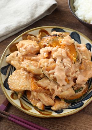 【鶏マヨかぼちゃ】ご飯がすすむ節約おかず-レシピのメイン写真