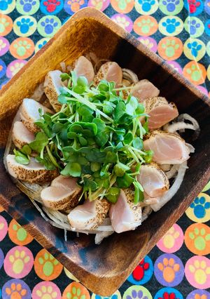 ＼今日の乾杯飯／びんちょうマグロのタタキ-レシピのメイン写真