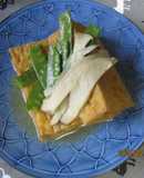 厚揚げとエリンギとキヌサヤの煮物😋♪