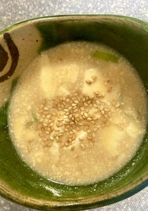 豆乳、牛乳ない時の胡麻豆乳風とうふスープ-レシピのメイン写真