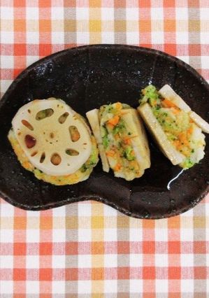 栄養士の卵☆蓮根とはんぺんのはさみ蒸し-レシピのメイン写真