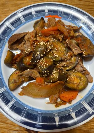 豚肉となすとキムチの炒め物-レシピのメイン写真