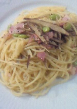ごぼうとお豆のにんにくバジルパスタ-レシピのメイン写真