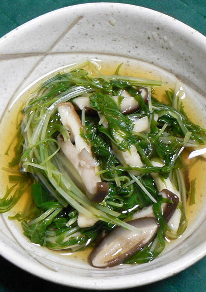 水菜と椎茸、ちくわの煮浸し-レシピのメイン写真