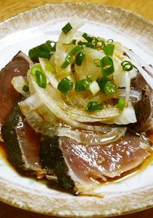 かつお＆新玉ねぎ☆わさびドレッシングがけ-レシピのメイン写真