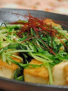 水菜と 厚揚げの ガーリック醤油ソテー☆-レシピのメイン写真