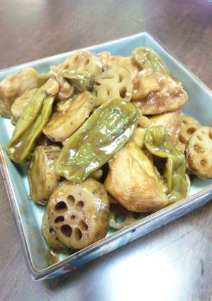 ☆鶏肉・蓮根・ししとうのコク旨炒め煮☆-レシピのメイン写真