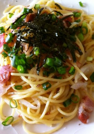 ベーコンと梅干のバター醤油パスタ❤-レシピのメイン写真