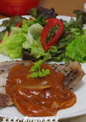 ＠１日分の野菜ソースでポークステーキ＠-レシピのメイン写真