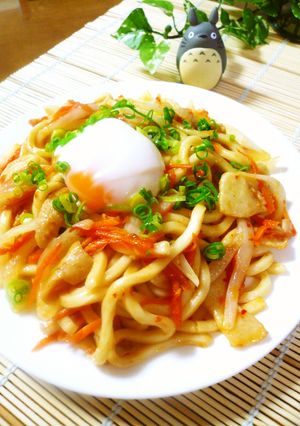 鶏皮で☆なんちゃってホルモン焼きうどん-レシピのメイン写真