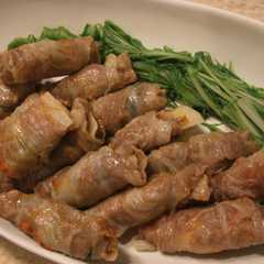 รูปของ 長芋の豚肉巻き蒸し♪しそキムチ風味