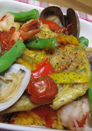 野菜ジュースで益々栄養いっぱいパエリア-レシピのメイン写真