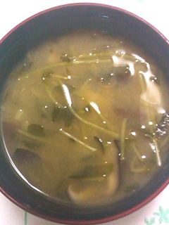 豆苗ときのこのみそ汁-レシピのメイン写真