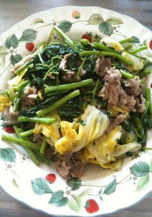 空芯菜と豚肉の炒め物　～ゴマ風味～-レシピのメイン写真