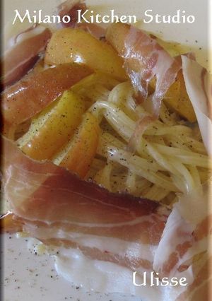 ゴルゴンゾーラパスタのリンゴ生ハム添え-レシピのメイン写真
