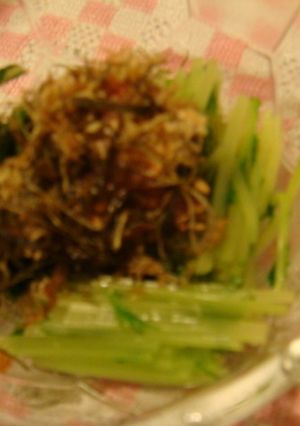 水菜のおひたしねこぶまんま乗せ-レシピのメイン写真
