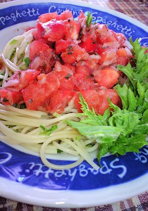 ロー☆わさび菜とフレッシュトマトのパスタ-レシピのメイン写真
