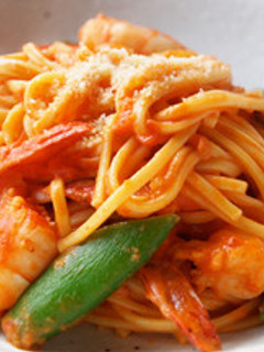 エビとスナップエンドウのトマトパスタ-レシピのメイン写真
