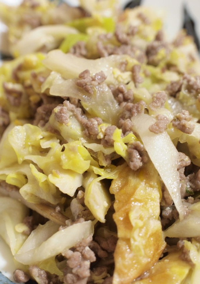 簡単♪ひき肉とキャベツの柚子胡椒炒め-レシピのメイン写真
