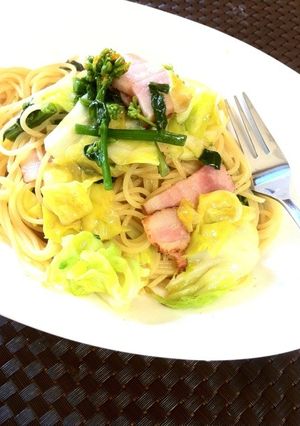 菜の花と春キャベツの和風パスタ-レシピのメイン写真