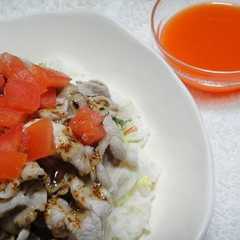 รูปของ 充実野菜ドレッシング de 豚しゃぶ丼♪