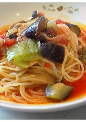 チンゲンサイとナスのトマトパスタ-レシピのメイン写真