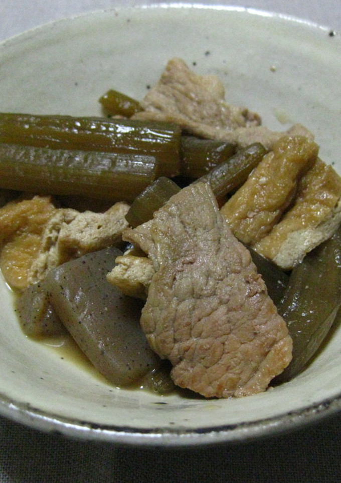 蕗と油揚げと豚肉の煮物-レシピのメイン写真