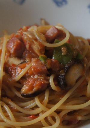 ハムといんげんのトマトパスタ-レシピのメイン写真