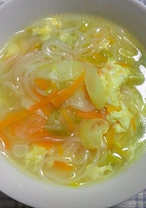 ちゅるん♪野菜たっぷり卵とはるさめスープ-レシピのメイン写真