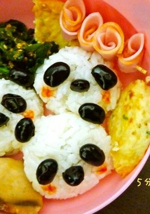 超特急＊５分でパンダさんキャラ弁♪-レシピのメイン写真