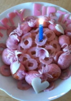 ピンク色ライスケーキをお誕生日に-レシピのメイン写真