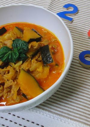 ☆さっぱり♬豚と南瓜の野菜ジュース煮☆-レシピのメイン写真
