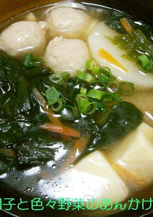鶏団子と野菜のあんかけ煮うどん-レシピのメイン写真