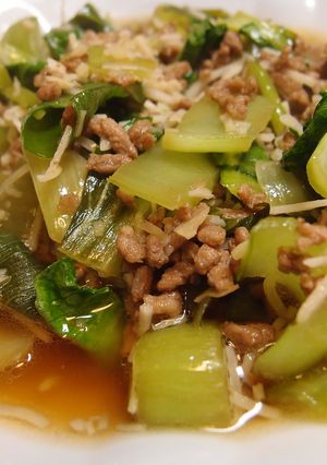 ひき肉とチンゲン菜と？？の中華煮-レシピのメイン写真