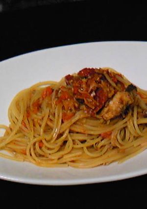 さばの水煮と野菜のトマトソースパスタ-レシピのメイン写真