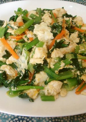 小松菜と豆腐の炒め物-レシピのメイン写真