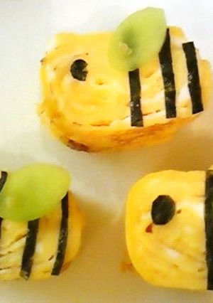 卵焼きでみつばちさん♪キャラ弁☆幼稚園弁-レシピのメイン写真