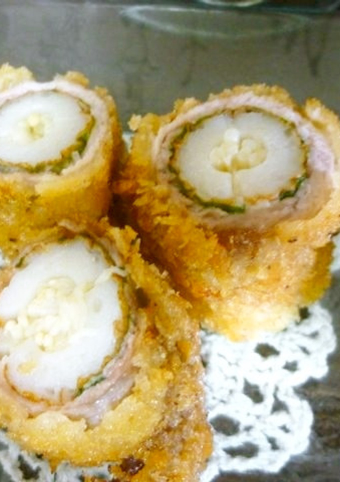 節約おかず＊ちくわとエノキの豚巻フライ-レシピのメイン写真